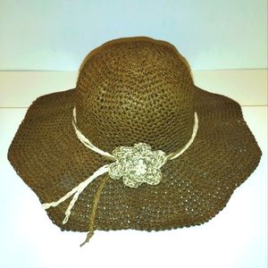 Boho Straw Hat with Floral Detail